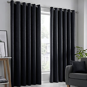 Crinkle Velvet Pair of Standard Lined Curtains