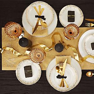 Seaton Napkins White/Gold / Dinner (Set of 4)