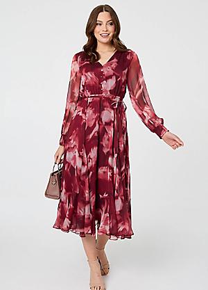 Robe Fleurie Jaune Izabel London Taille 8 - Détail Découpé Trou De Serrure, Style A-Line
