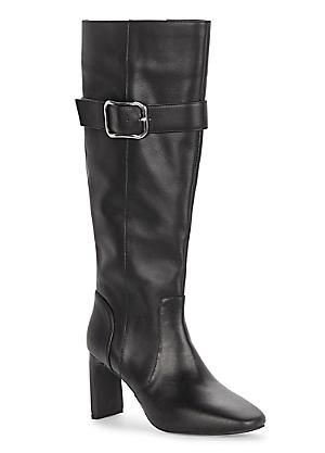 Pop womens foster riding 2024 boots stacked heel buckle