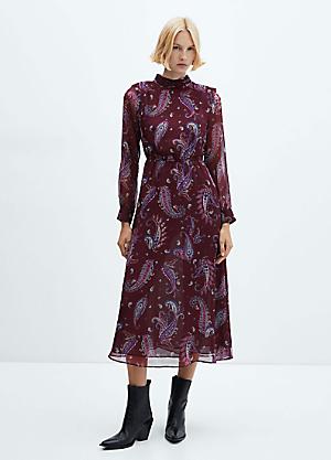 Ax paris burgundy outlet lace frill yoke dress