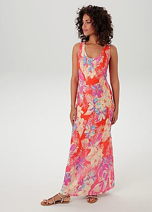 Abito Estivo Casual Aniston In Chiffon Con Stampa Patch - Lungo Fino Al Abito Estivo Casual Aniston In Chiffon Con Stampa Patch - Lungo Fino Al