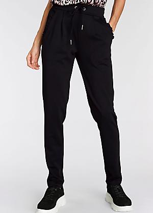 Laura Scott Pantalone Donna Nero Elegante con Riga Laterale, S, Nero :  : Moda