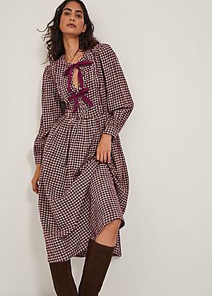 a line dress styles for ladies Zapaka Women Brown Chiffon A-Line Polka Dots Dress Halter Tea Length Formal Dress, Brown / US22W