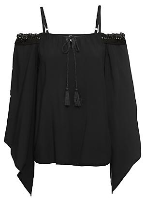 black cold shoulder top size 22
