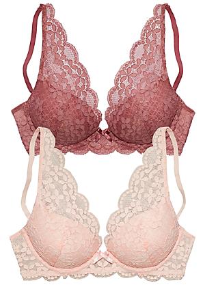2 Pack Lily Non-Wired Lace Bras at Cotton Traders
