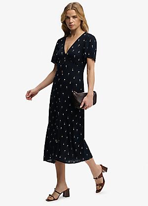 what's midi dress The High Life White Cotton Scalloped V-Neck Midi Dress