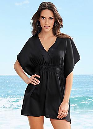 Black Print Shaper Swim Dress by bpc bonprix collection