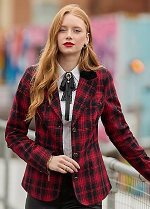 pink dress brown heels Leila Tartan Dress – Guizio
