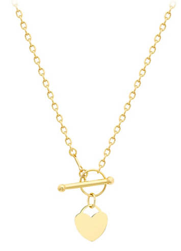 T bar heart necklace gold Clearance