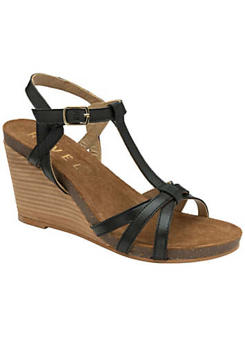 Anya Black Triple Strap Wedges by Ravel Look Again
