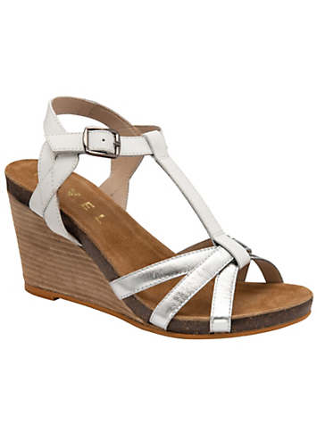 Anya White Silver Triple Strap Wedges by Ravel Look Again