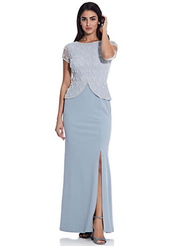 adrianna papell beaded bodice jersey gown