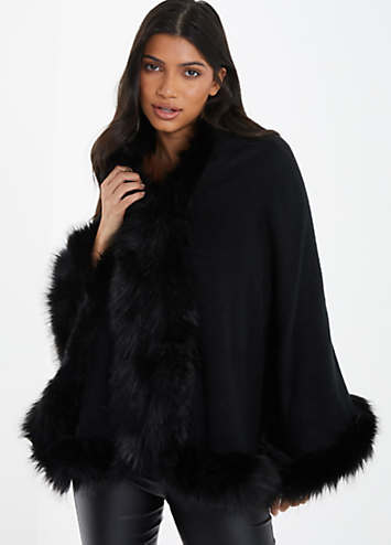 Quiz black fur on sale coat