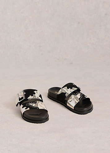 WHITNEY SLIDE IN WHITE CROCODILE LEATHER