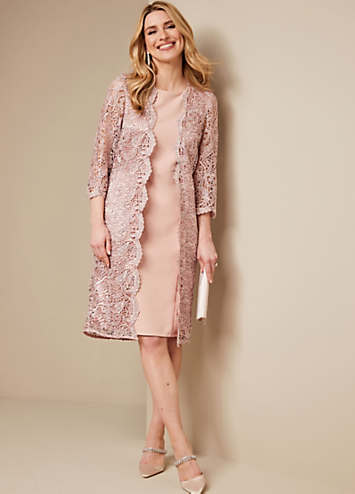 Blush Longline Lace Jacket & Shift Dress by Kaleidoscope | Look Again