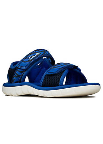 Boys Surfing Tide Kids G Wide Fitting Blue Sandals by Clarks Look Again