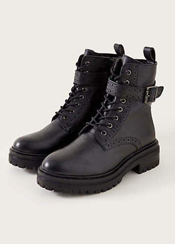 Brogue Leather Stomp Boots by Monsoon Look Again