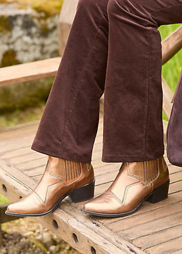 Bronze Metallic Western Ankle Boots by Joe Browns Look Again