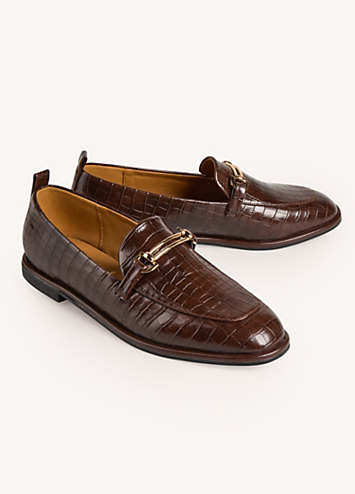 Brown Croc Loafers by 365 by Freemans | Look Again