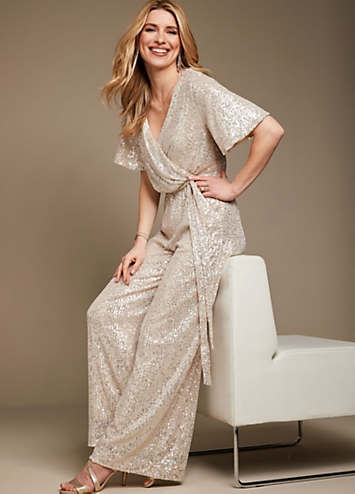 Champagne Sequin Jumpsuit by Kaleidoscope