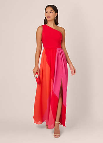 Colour Block Chiffon Dress by Adrianna Papell Look Again