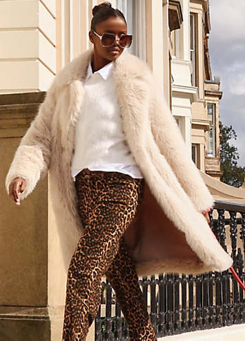 Real Fur Long Coat Cream Faux Fur Long Coat By Quiz Look Again