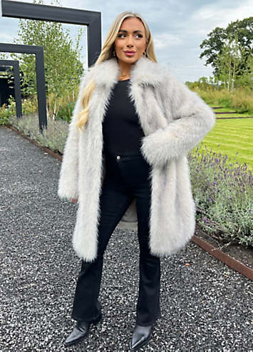 ジャケット・アウター Winter Love Faux Fur Long Coat2025 Cream-Tipped-Faux-Fur-Long-