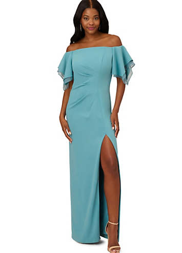 Crepe Tiered Sleeve Gown by Adrianna Papell Look Again