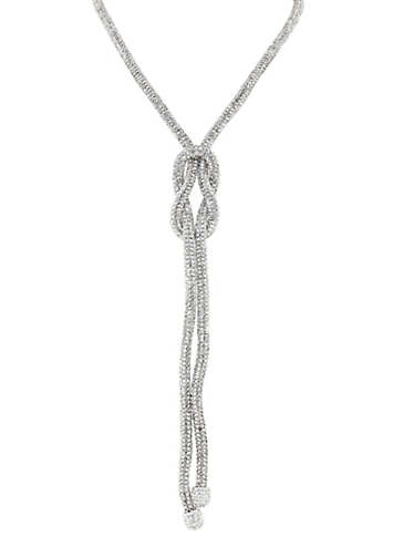 Crystal Long Mesh Knot Necklace by Love Rocks | Look Again