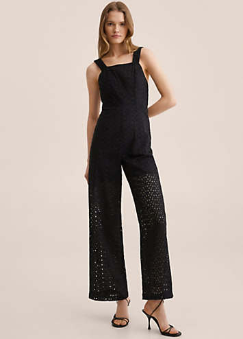 Exposed Back Swiss Embroidered Jumpsuit by Mango