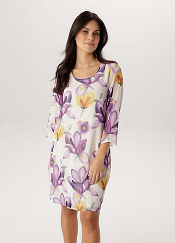 Look Again Floral Print Shift Chiffon Dress by Aniston | Look Again
