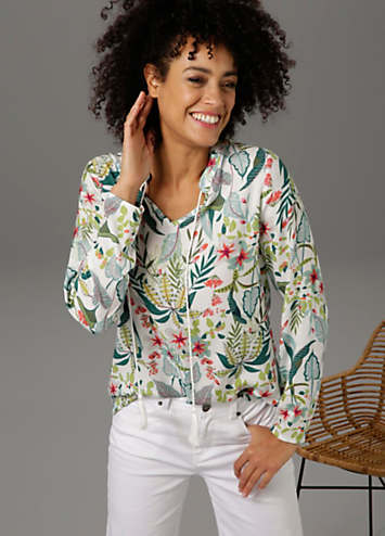 Floral Print Slip-On Blouse by Aniston 