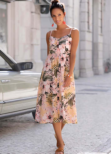 Floral Print Spaghetti Strap Summer Dress by LASCANA Look Again