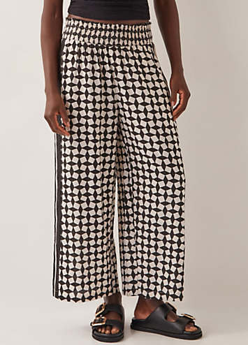Magdalene - Women's wide-leg trousers - Geometric print trousers
