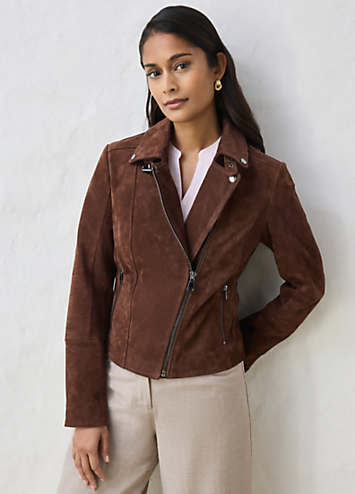 Genuine Suede Biker Jacket by bonprix | Look Again
