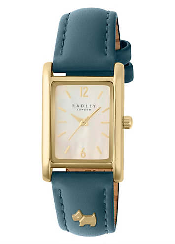 Gold Plated Blue Leather Strap Watch by Radley London | Look