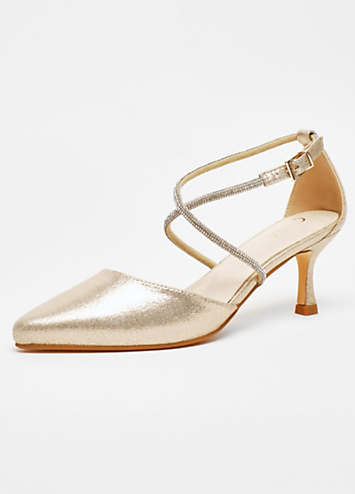 Quiz shimmer mid heel hot sale courts