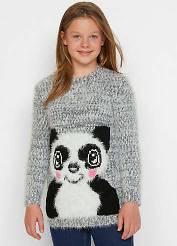 Girls panda jumper hotsell