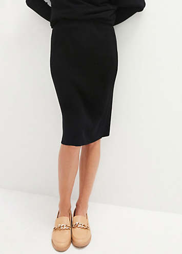 Knitted Knee Length Pencil Skirt by bonprix Look Again