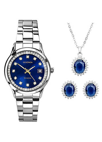Ladies Catherine Piece Gift Set with Blue Mother of Pearl Dial