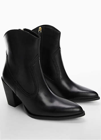 Leather cowboy ankle boots mango best sale