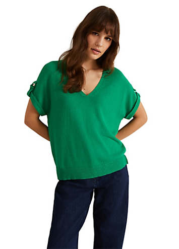 Laura Linen Metal Button Tab Top by Phase Eight | Look Again