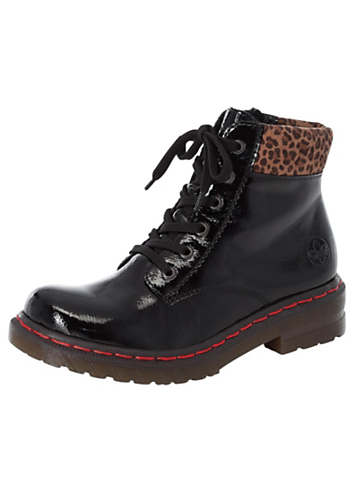 rieker leopard collar lace boot