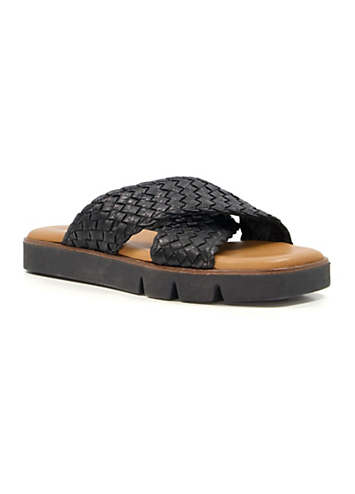 Black best sale leather sliders