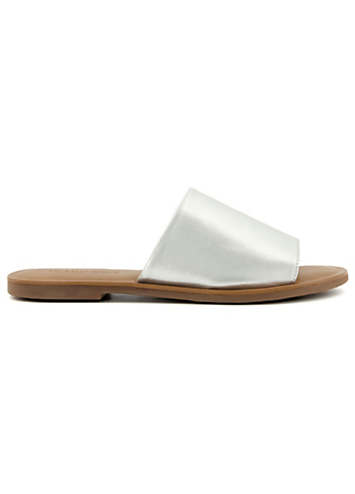 Lills Silver Leather Sliders by Head Over Heels By Dune | Look Again