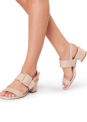 London ’Raquel’ Nude Block Heel Sandals by Paradox | Look Again