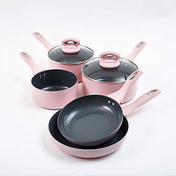 Matt Blush Pink 5 Piece Cookware Set by Cermalon