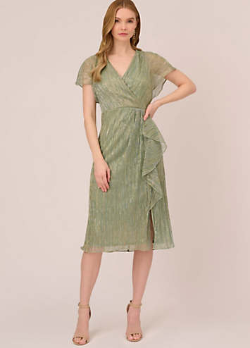 Metallic Crinkle Midi Dress by Adrianna Papell Look Again