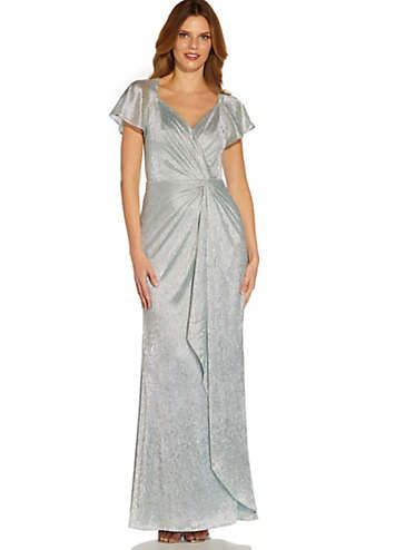 Metallic Mesh Twist Front Gown by Adrianna Papell Look Again